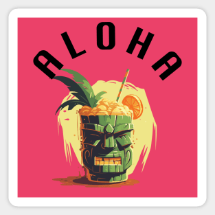 Tiki Drink - Aloha (Black Lettering) Sticker